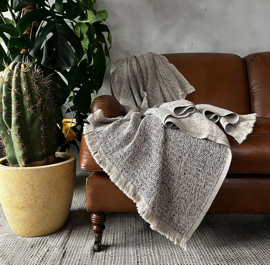 Gödence Hemp Throw Plaid Blanket - Iron Gray