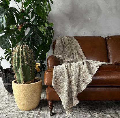 Gödence Hemp Throw Plaid Blanket - Butternut