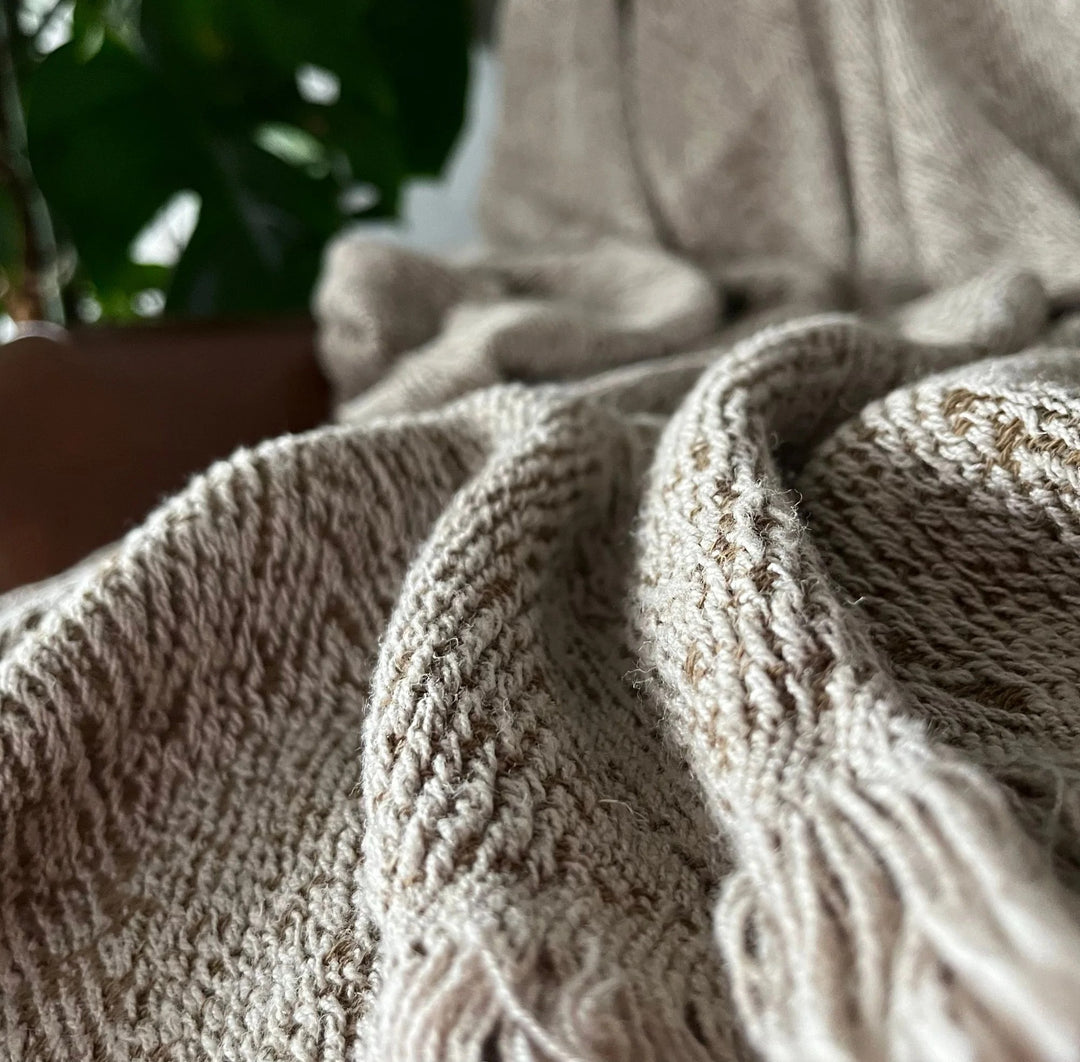 Butternut Color Throw Gödence Hemp Throw Plaid Blanket - Butternut – Hammam Chic