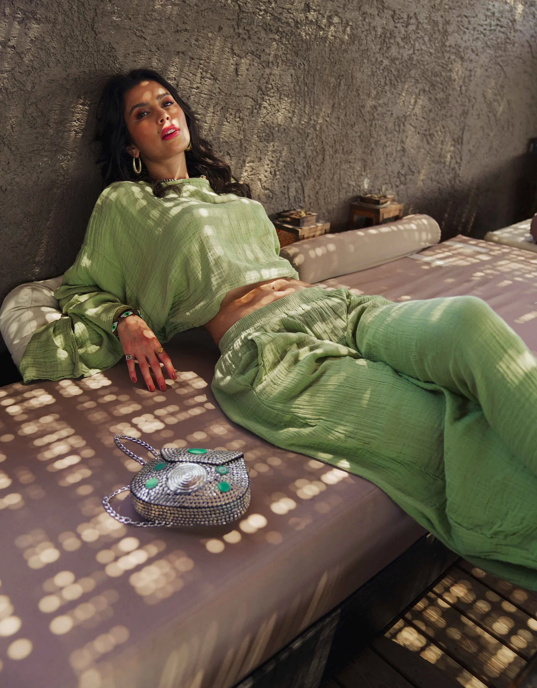 Nova Trousers Bustier Set-Sage Green