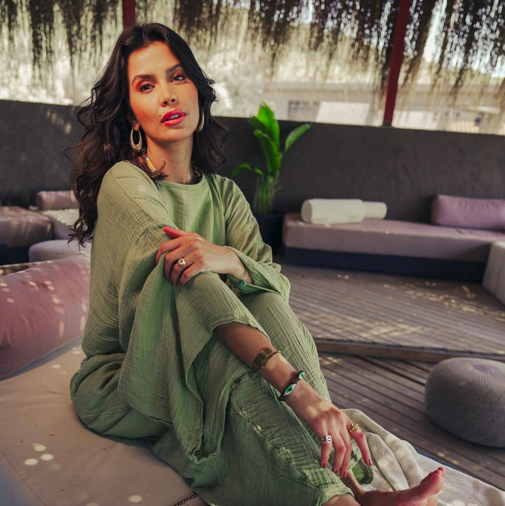 Nova Trousers Bustier Set-Sage Green