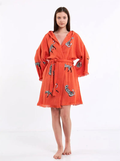 Leopard Orange Kimono