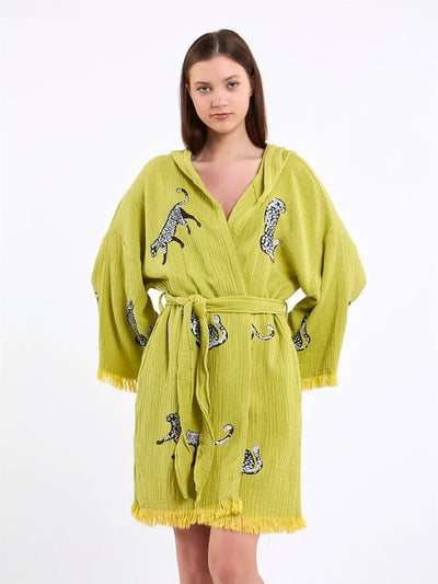 Leopard Green Kimono