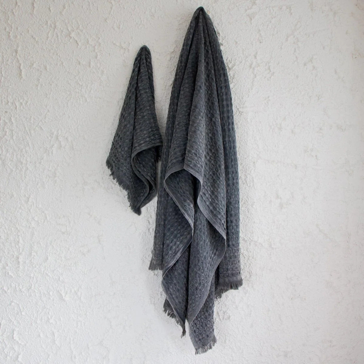 Vintage Waffle Towel-Stonewash Black