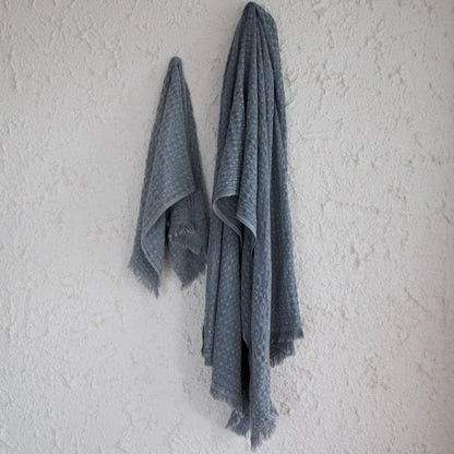 Vintage Waffle Towel-Stonewash Grey